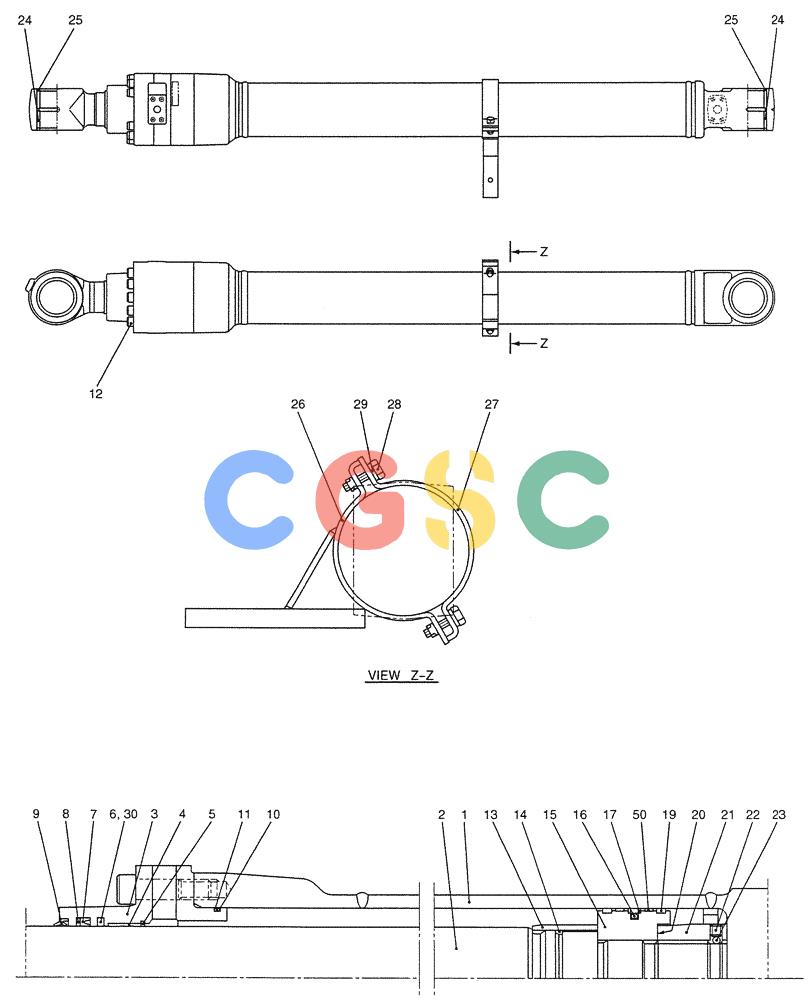 纽荷兰零件查询(E200SRLC) - CRAWLER EXCAVATOR BTW LA04-01506 - LA04-01625 (07-005) - CYLINDER ASSY, BOOM (R.H.) New Holland Constructuion