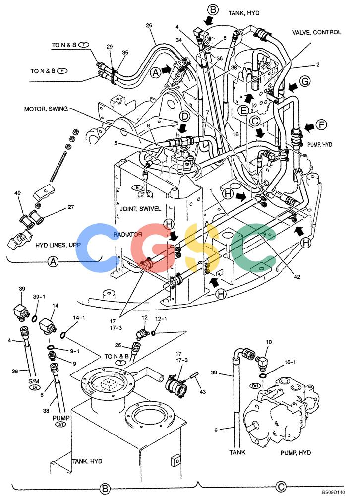 神钢零件查询(NIBBLER) - & BREAKER - SK70SR-1E SHORT RADIUS EXCAVATOR ASN YT02-04001 (4/03-12/04) (06-021[01]) - UPPER HYDRAULIC LINES (NIBBLER & BREAKER), (YT32H00009F2), PAGE 1 OF 2 Kobelco