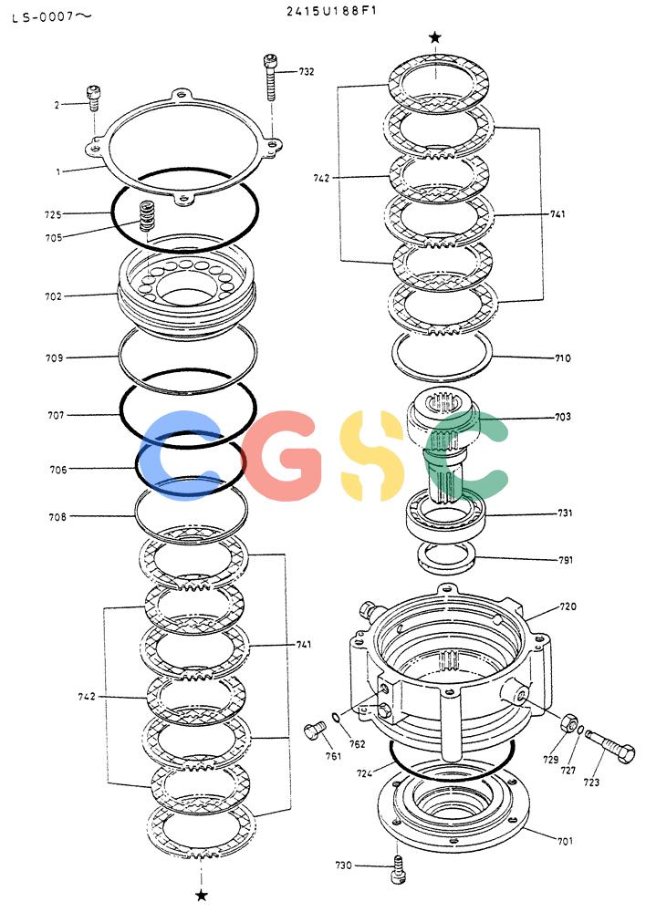神钢零件查询(K916LC) - EXCAVATOR ASN YS0119 (1/87-12/03) (08-013) - BRAKE ASSY, PARKING Kobelco