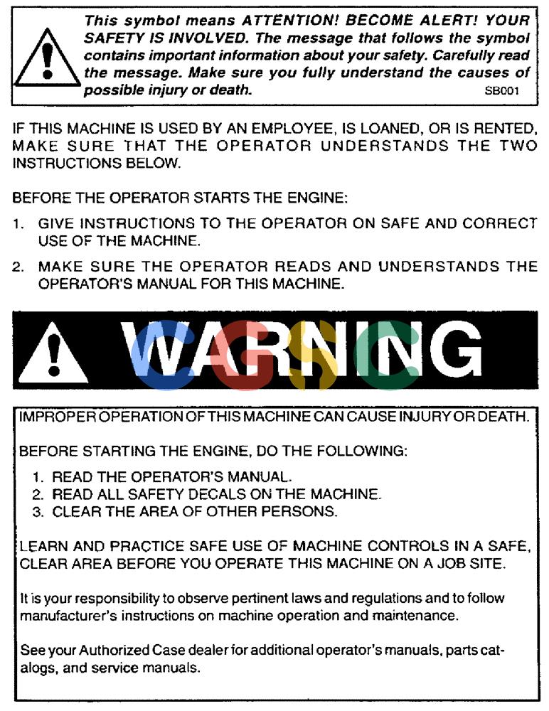 凯斯零件查询(3503) - CONCORD AIR SYSTEM (1/96-12/00) (A00) - WARNING Case Agriculture