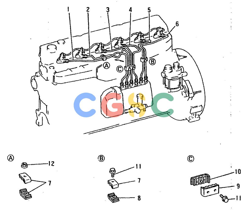 神钢零件查询(6D16-T) - MITSUBISHI DIESEL ENGINE - K909LC & MD240BLC (1/87-12/06) (03-015) - FUEL INJECTION PIPE Kobelco