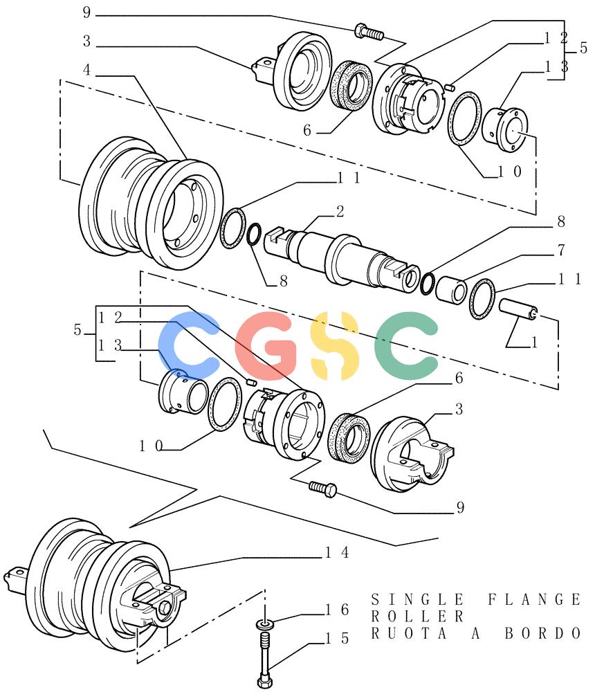 纽荷兰零件查询(DC180.B) - CRAWLER DOZER TIER 2 (3/03-) (2.344[03]) - TRACK ROLLERS - 8 ROLLERS - VERSION (02-03) New Holland Constructuion