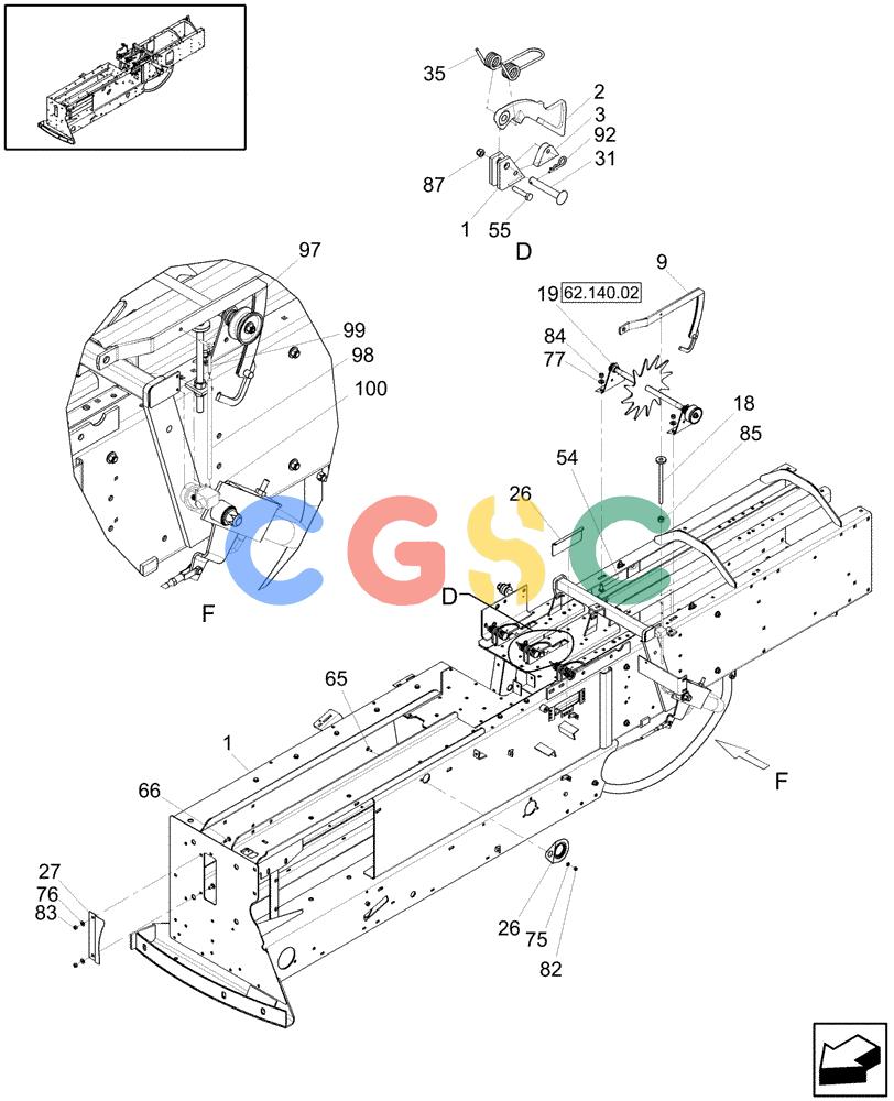 凯斯零件查询(SB521) - SMALL SQUARE BALER (8/08-12/15) (62.140.01) - HAY DOORS, HAY DOGS & BALE COUNTER Case Agriculture