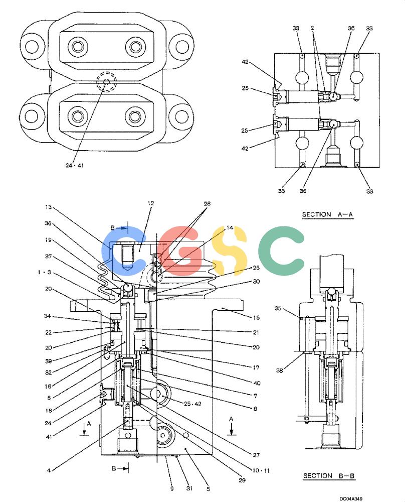 纽荷兰零件查询(E215) - CRAWLER EXCAVATOR (NA) - ASN N6DA21215 (1/06-) (08 -90[00]) - VALVE ASSY - PILOT (YX30V00004F1) New Holland Constructuion