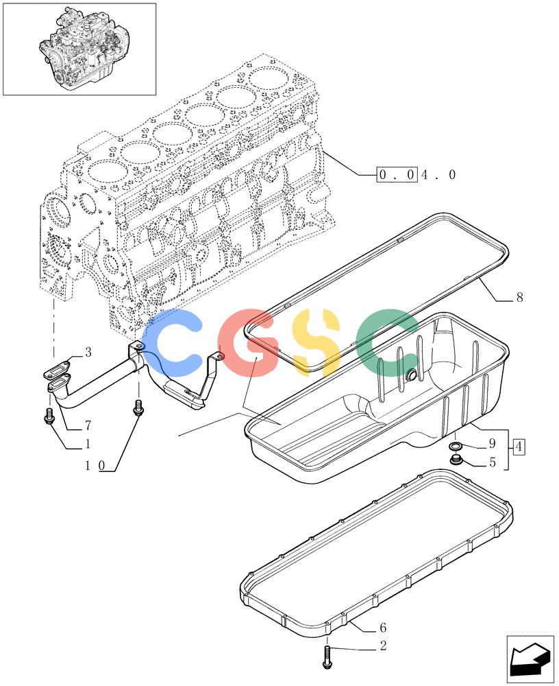 神钢零件查询(F4GE9684C J600) - ENGINE 504124795 - 920019900 (1/13-) (0.04.2[01]) - ENGINE OIL SUMP (504084714) Kobelco