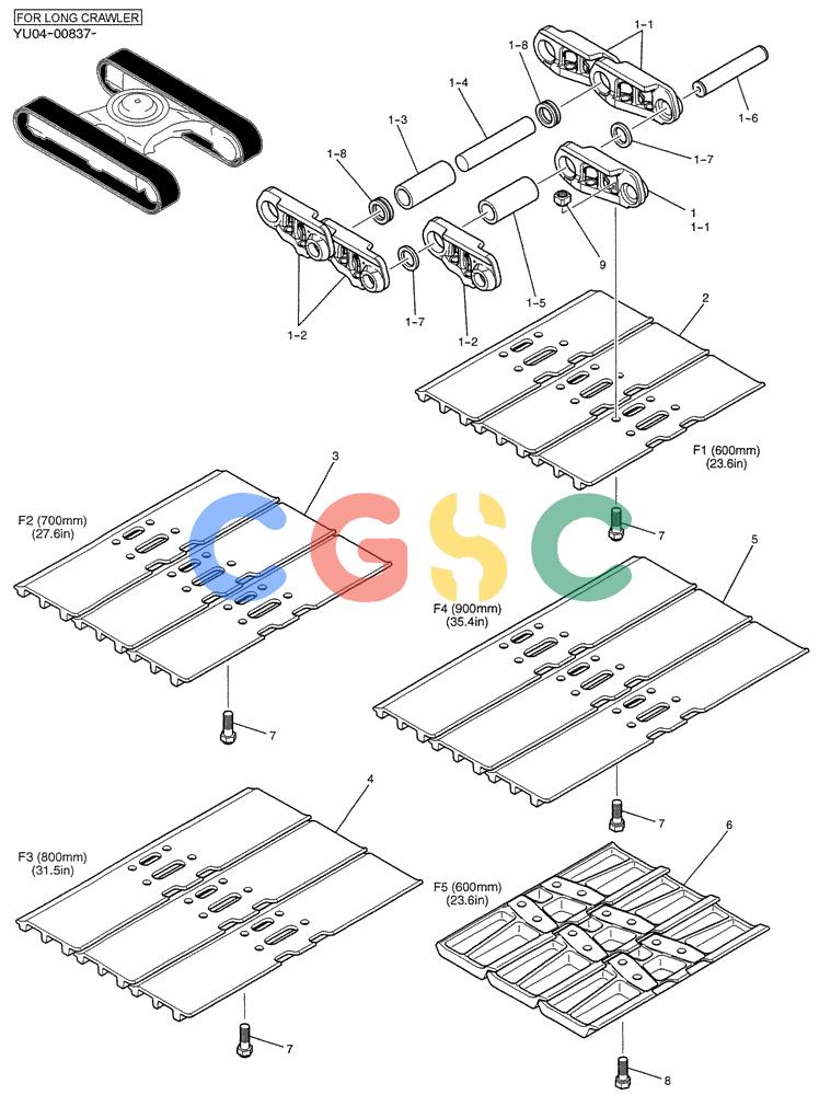 纽荷兰零件查询(E235SRLC) - CRAWLER EXCAVATOR BTW YU04-00837 - YU04-01417 (02-016) - SHOE ASSY (FOR LONG CRAWLER) New Holland Constructuion