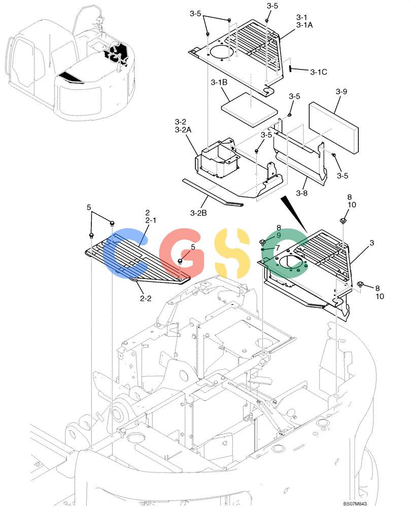 纽荷兰零件查询(E135B) - CRAWLER EXCAVATOR TIER 3 - ASN YH05-07001 (N8TA13006) (1/08-) (02-51[02]) - GUARD ASSEMBLY, TOP (YY21C00061F1) New Holland Constructuion