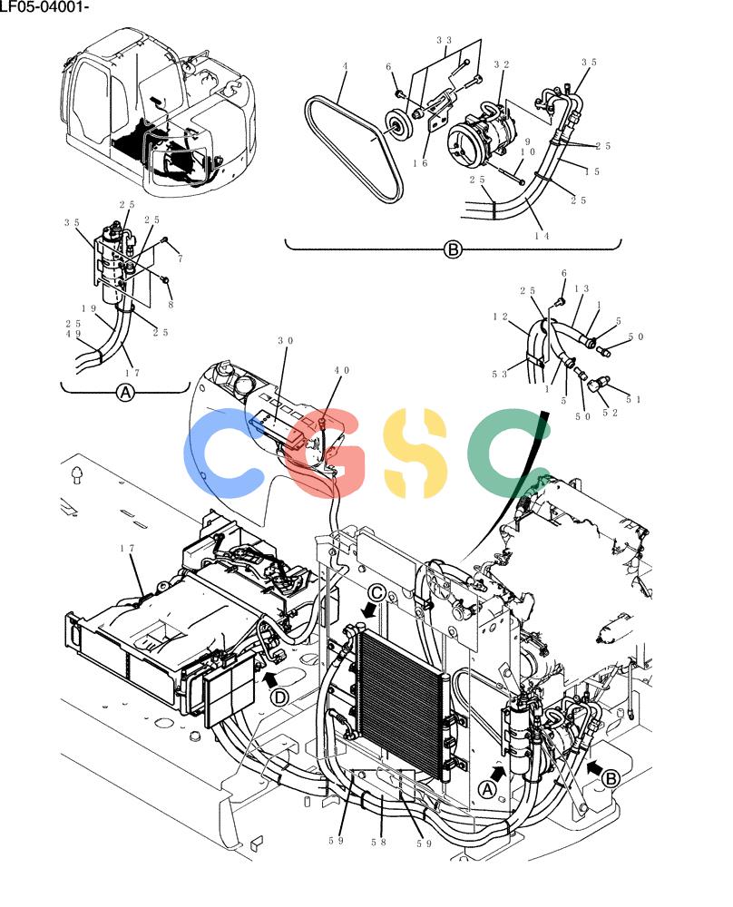 纽荷兰零件查询(E80BMSR) - CRAWLER EXCAVATOR ASN LF05-04001 - (N8TA18060) (283-01[1]) - CONDITIONER ASSY, AIR New Holland Constructuion