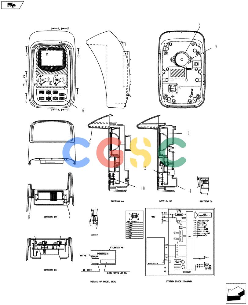纽荷兰零件查询(E80BMSR) - COMPACT CRAWLER EXCAVATOR ASN LF06-04501 (NBTA18037) (01-074[03]) - PANEL ASSEMBLY, INSTRUMENT New Holland Constructuion