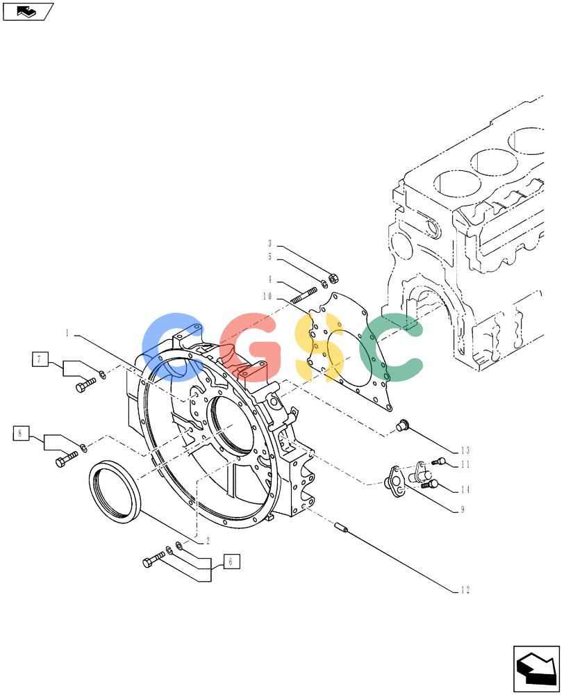 纽荷兰零件查询(E135BSRLC) - CRAWLER EXCAVATOR ASN YH06-08001 (08-009[00]) - FLYWHEEL HOUSING New Holland Constructuion