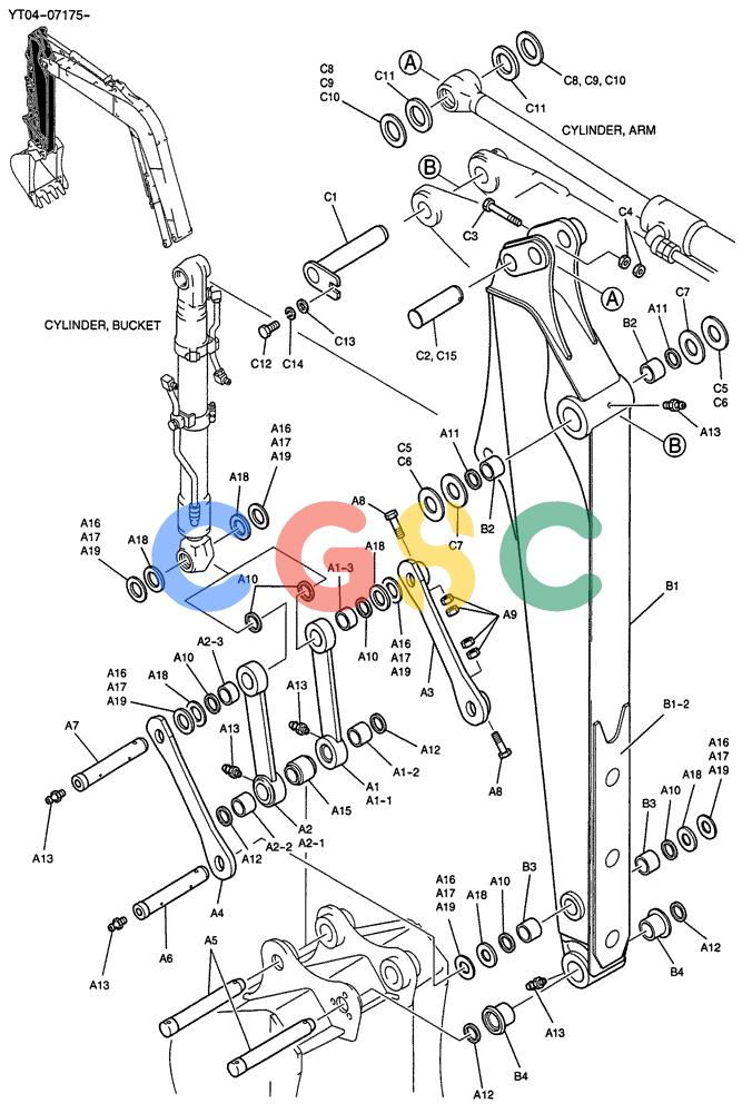 纽荷兰零件查询(E70SR) - MIDI CRAWLER EXCAVATOR ASN YT04-07175 (05-020) - ARM ASSY, LONG 2.07M New Holland Constructuion