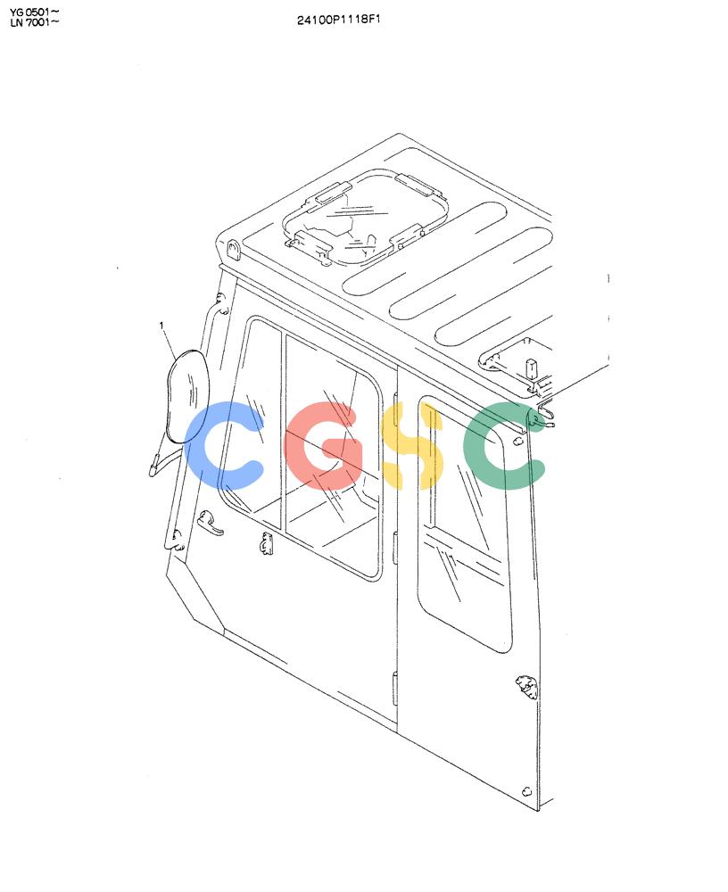 神钢零件查询(K907DLC) - EXCAVATOR ASN YG0501 (1/86-12/03) (08-004) - BACK MIRROR Kobelco