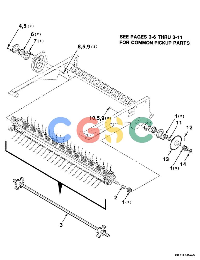 凯斯零件查询(8465T) - CASE IH ROUND BALER W/TRACTOR HYDRAULICS (1/91-12/97) (3-04) - PICKUP ASSEMBLY, WITH HEX SHAFT ONLY, SERIAL NUMBER CFH0074001 THROUGH CFH0074011 Case Agriculture
