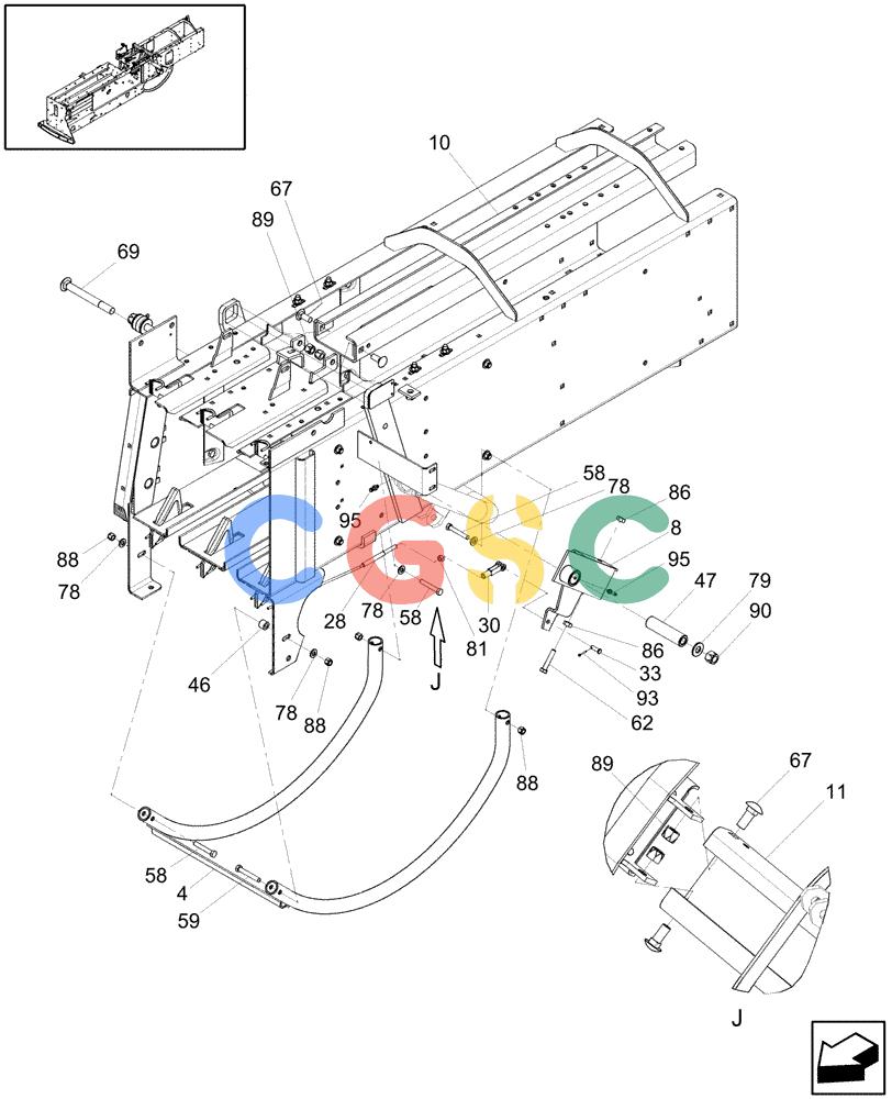 凯斯零件查询(SB521) - SMALL SQUARE BALER (8/08-12/15) (62.140.03) - BALE TENSION RAIL & NEEDLE YOKE GUARD Case Agriculture