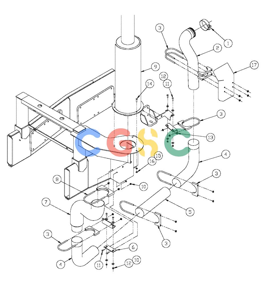 凯斯零件查询(FLX3330B) - FLOATER (12/99-9/02) (02-050) - AIR EXHAUST GROUP (FLX3300B CASE ENGINE) Case Agriculture