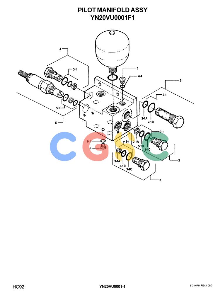 神钢零件查询(ED180) - BLADE RUNNER EXCAVATOR/DOZER ASN YLU0001 (1/99-12/01) (12-044) - PILOT MANIFOLD ASSY Kobelco