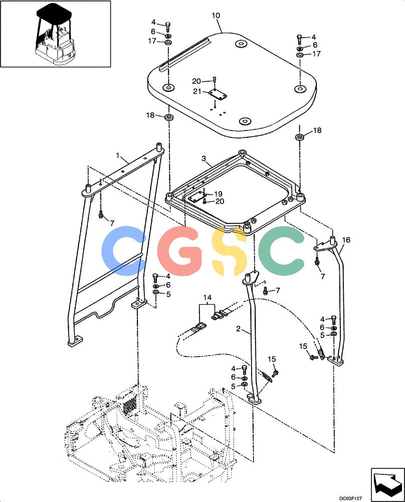 纽荷兰零件查询(E15) - COMPACT CRAWLER EXCAVATOR (N.A.) (1/06-) (09-10[00]) - CANOPY New Holland Constructuion