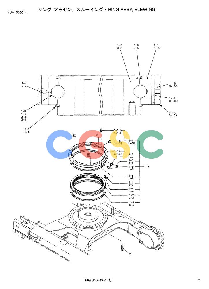 神钢零件查询(ED150-1E) - BLADE RUNNER EXCAVATOR/DOZER ASN YL05-00555 (11/03-12/04) (02-005) - RING ASSY, SLEWING Kobelco