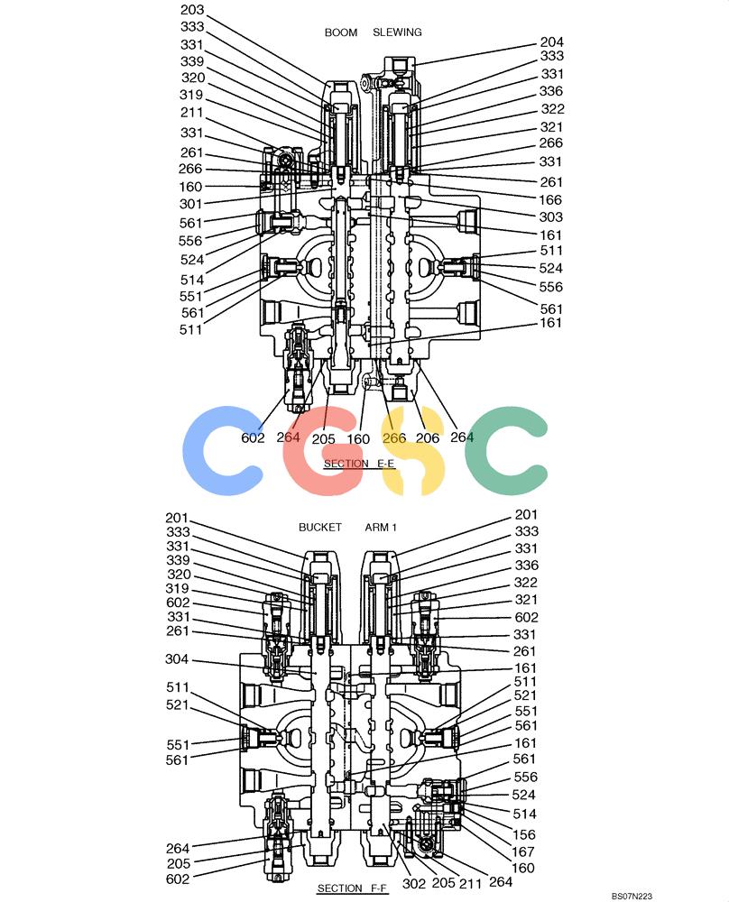 纽荷兰零件查询(E135B) - CRAWLER EXCAVATOR TIER 3 - ASN YH05-07001 (N8TA13006) (1/08-) (08-01[04]) - VALVE ASSEMBLY, CONTROL (YY30V00058F1), PAGE 4 OF 5 New Holland Constructuion