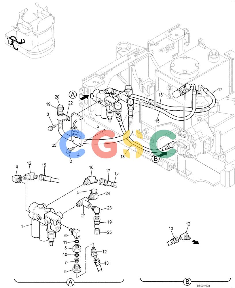 纽荷兰零件查询(E15) - COMPACT CRAWLER EXCAVATOR (N.A.) (1/06-) (08-09[00]) - HYDRAULIC LINES - VALVE, SOLENOID New Holland Constructuion