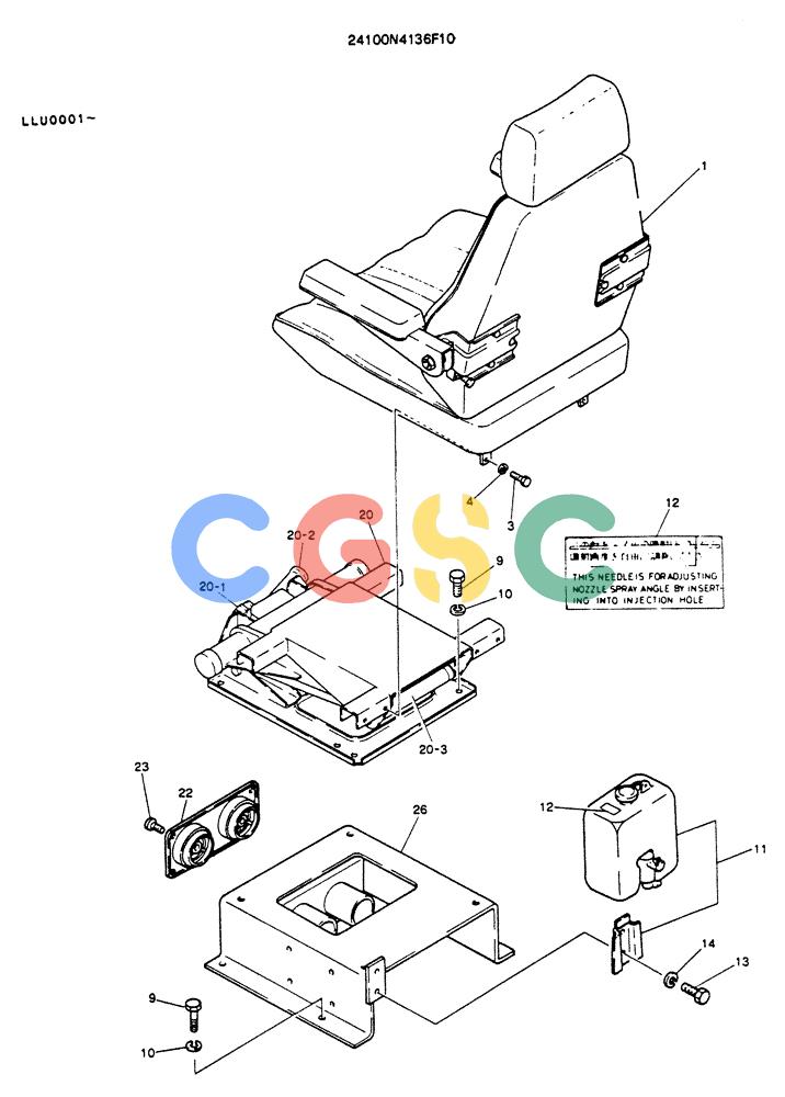 神钢零件查询(K909LC) - MARK II EXCAVATOR ASN LLU-0001 (1/87-12/03) (02-004) - SEAT ASSY, 24100N4136 Kobelco