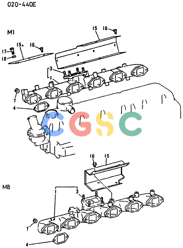 神钢零件查询(6D16-T) - MITSUBISHI DIESEL ENGINE - K909 II & K909LC II EXCAVATORS (1/87-12/06) (00-022) - EXHAUST MANIFOLD Kobelco