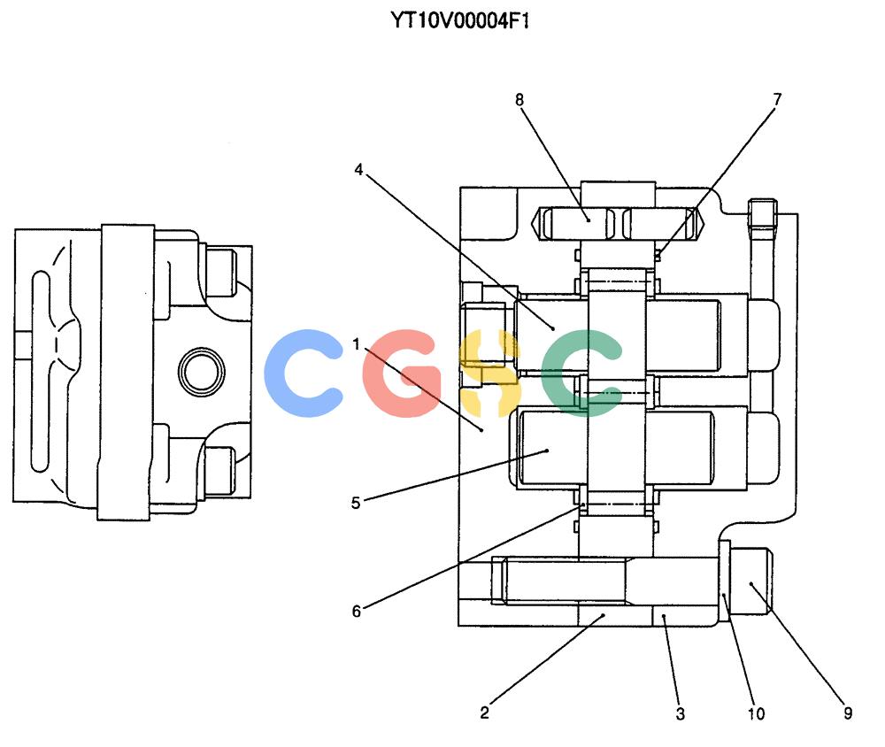 纽荷兰零件查询(E70SR) - MIDI CRAWLER EXCAVATOR ASN YT04-07175 (07-027) - PUMP ASSY, GEAR, P/N YT10V00004F1 New Holland Constructuion