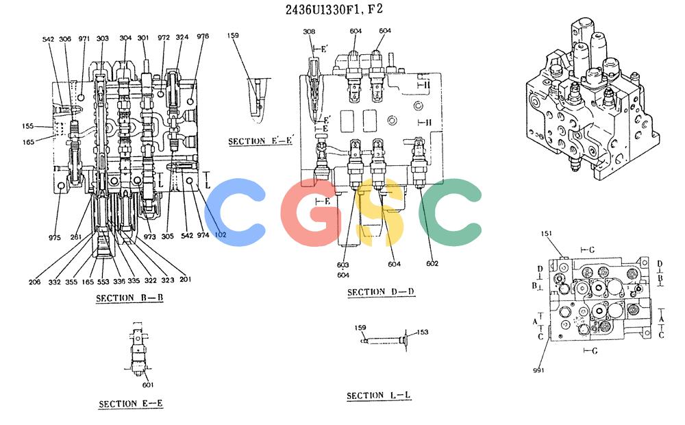 神钢零件查询(K905LC) - MARK II EXCAVATOR BTW YP1001 - YP1281. (4/89-12/03) (11-017[01]) - VALVE ASSY, CONTROL Kobelco