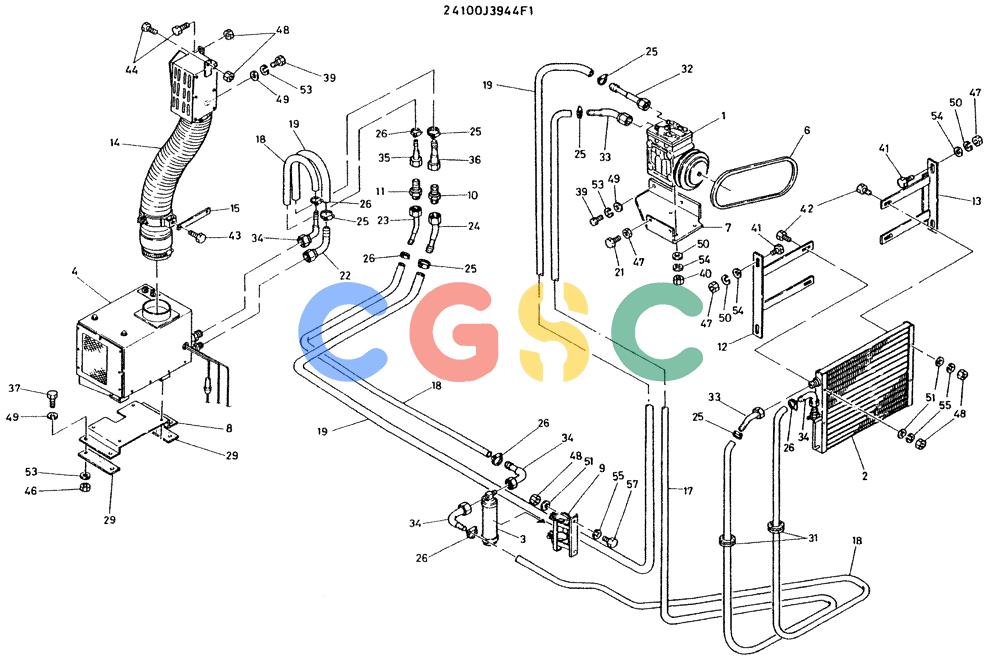 神钢零件查询(K935) - EXCAVATOR BTW L70106 - L70166, LU0067 (1/76-12/03) (10-005) - COOLER ASSY, CAR, P/N 24100J3944F1 Kobelco