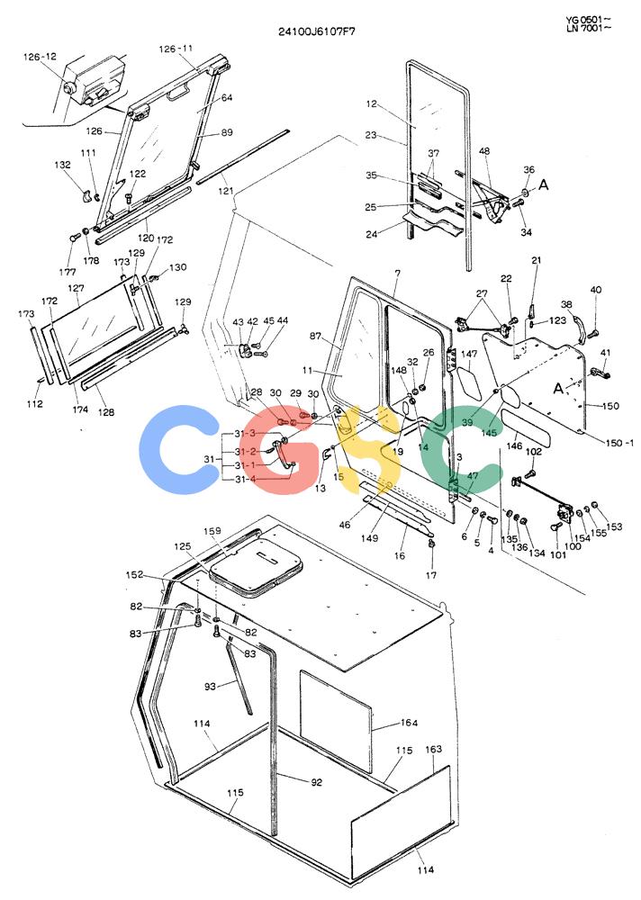 神钢零件查询(K907DLC) - EXCAVATOR ASN YG0501 (1/86-12/03) (02-004[02]) - CAB ASSY (HINGE) Kobelco