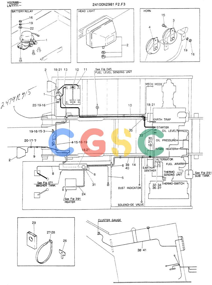 神钢零件查询(K907DLC) - EXCAVATOR ASN YG0501 (1/86-12/03) (05-022[01]) - WIRING ASSY, ELEC P/N 24100N2981F2 Kobelco