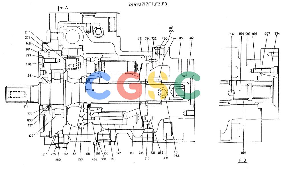 神钢零件查询(MD300LC) - EXCAVATOR BTW YC0101 - YC0300 (1/80-12/06) (08-027[01]) - PUMP ASSY, NO.3 Kobelco