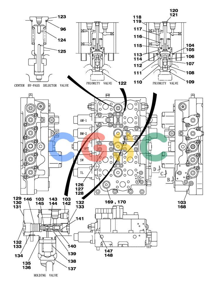 纽荷兰零件查询(E805) - CRAWLER EXCAVATOR TIER 3 (7/06-) (08-204-00[01]) - CONTROL VALVE New Holland Constructuion