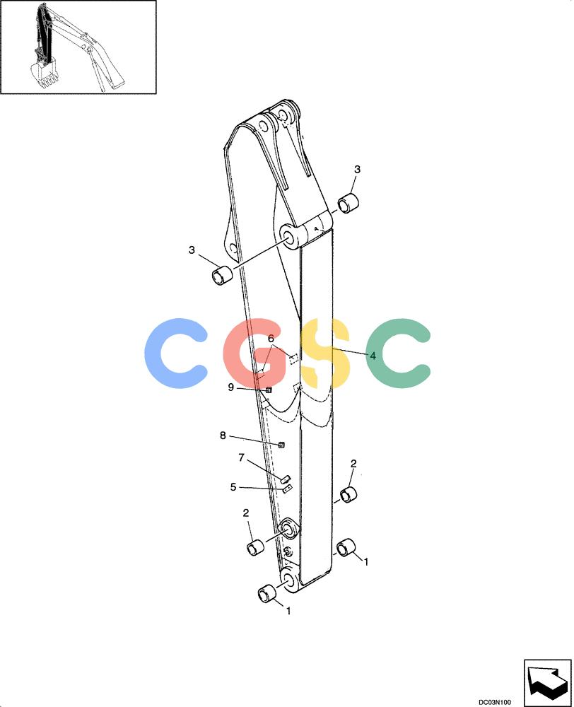 纽荷兰零件查询(EH160) - CRAWLER EXCAVATOR (9/03-) (09 -44[00]) - ARM ASSY 2.6M (8 FT 6 IN) New Holland Constructuion