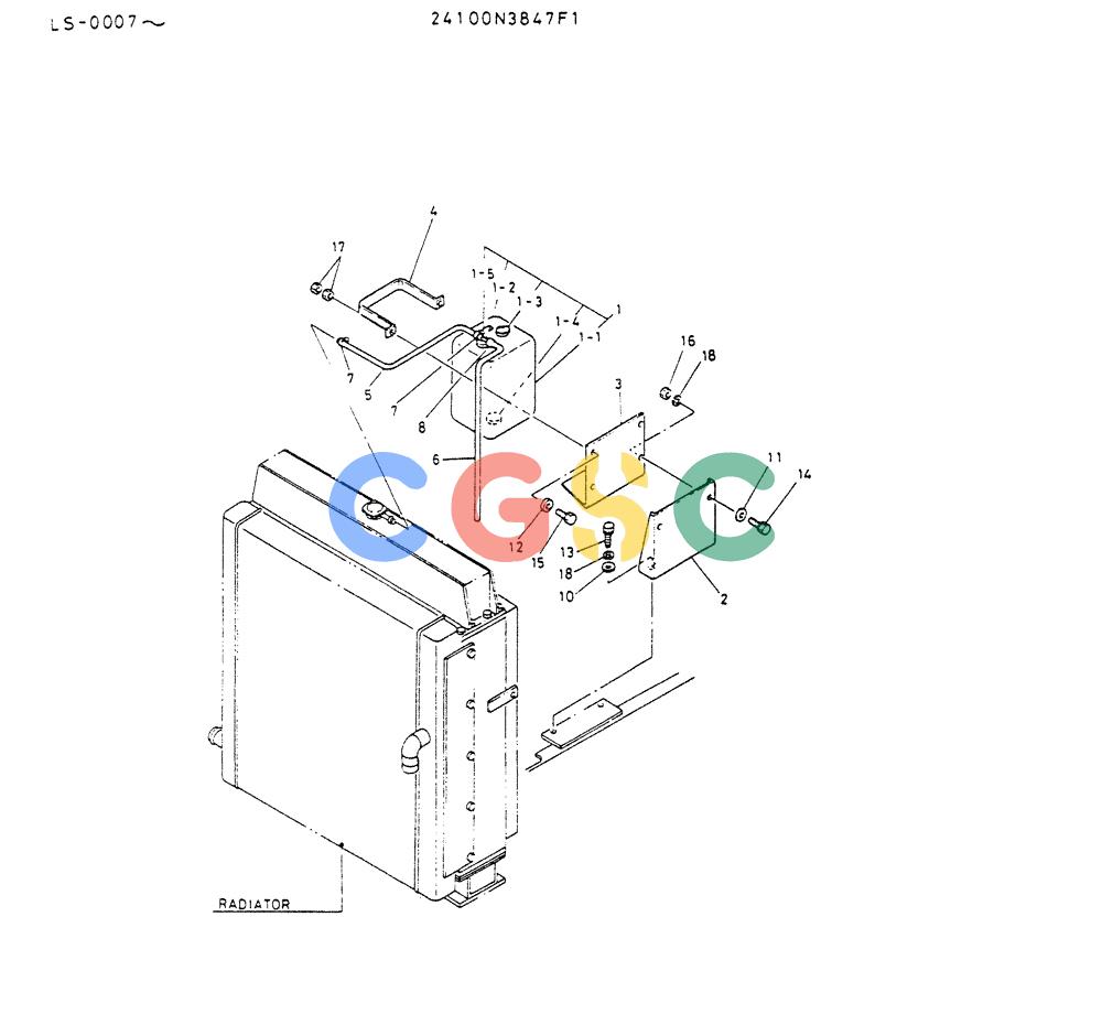 神钢零件查询(K916LC) - EXCAVATOR ASN YS0119 (1/87-12/03) (05-006) - SUB TANK ASSY, RADIATOR Kobelco