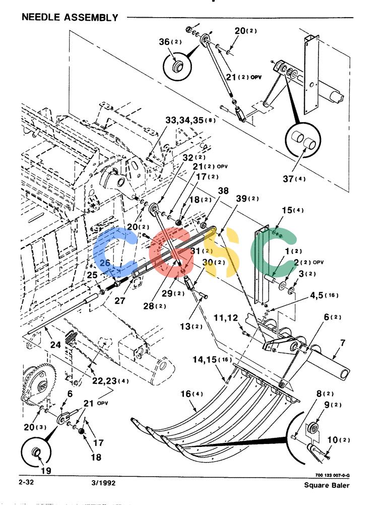 凯斯零件查询(8570) - CASE IH MID-SIZE RECTANGULAR BALER (1/91-12/96) (2-32) - NEEDLE ASSEMBLY Case Agriculture