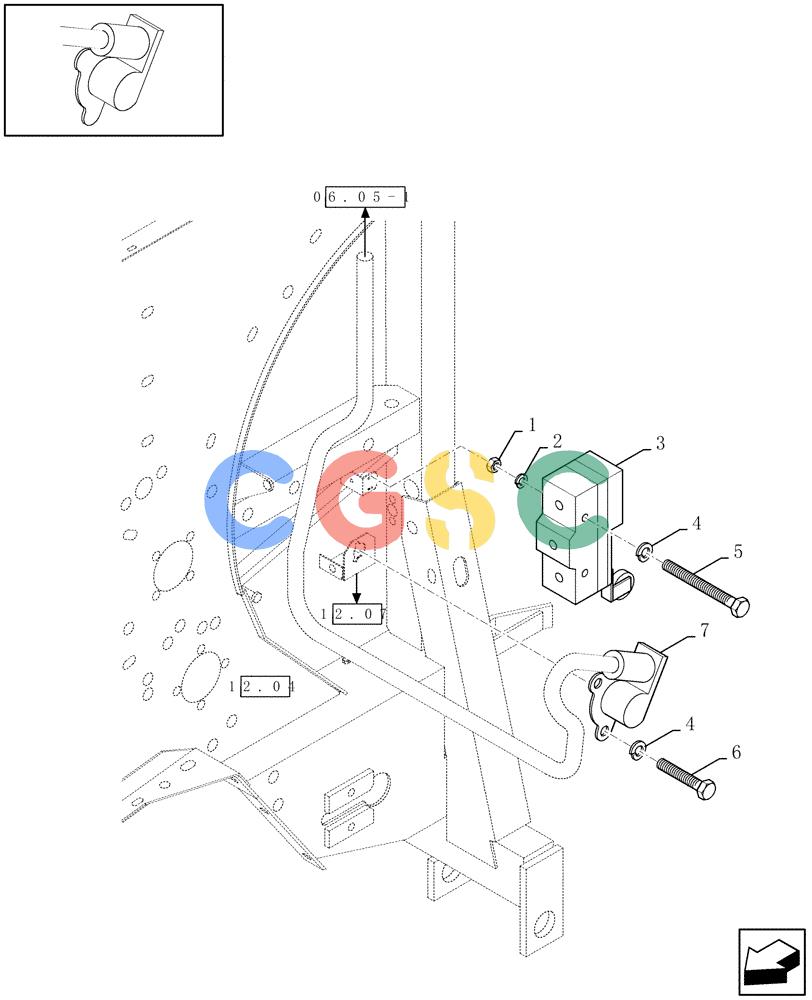 凯斯零件查询(RBX341) - SILAGE PACK ROUND BALER (3/03-12/05) (06.06[01]) - TAILGATE LATCH SWITCH AND BALE SIZE DETECTOR Case Agriculture