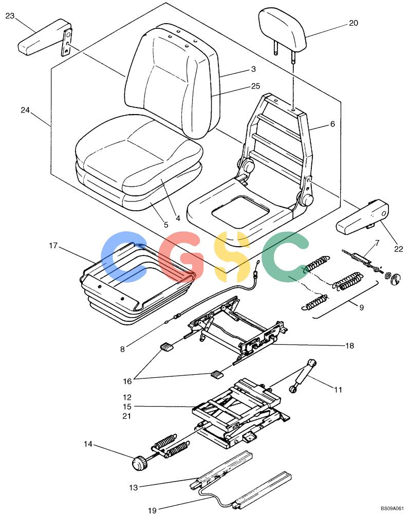 神钢零件查询(ED150) - BLADE RUNNER ACERA SR EXCAVATOR DOZER (TIER 3 ) ASN YL06-01201 (5/08-12/12) (02-43-02[00]) - SEAT ASSEMBLY, (YN25M00059F1) Kobelco