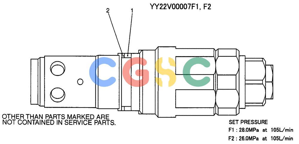 纽荷兰零件查询(E135SR) - CRAWLER EXCAVATOR ASN YY04-06254 (07-057) - VALVE ASSY, RELIEF, P/N YY22V00007F1 New Holland Constructuion