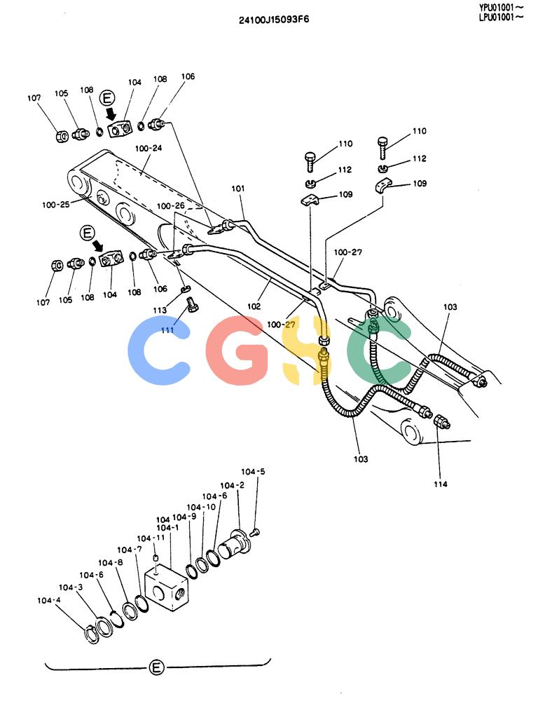 神钢零件查询(SK130LC) - EXCAVATOR BTW YPU1001 - YPU2000 (1/98-12/98) (10-003[02]) - ARM ASSY 2.5M (NIBBLER & BREAKER) Kobelco