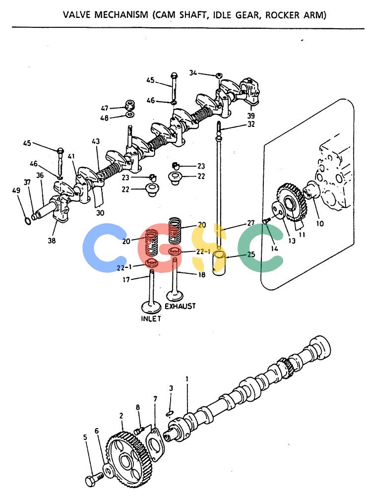 神钢零件查询(MD140C) - EXCAVATOR BTW YPU0301 - YPU0500 (1/80-12/06) (17-008) - VALVE MECHANISM (CAM SHAFT, IDLE GEAR, ROCKER ARM) Kobelco