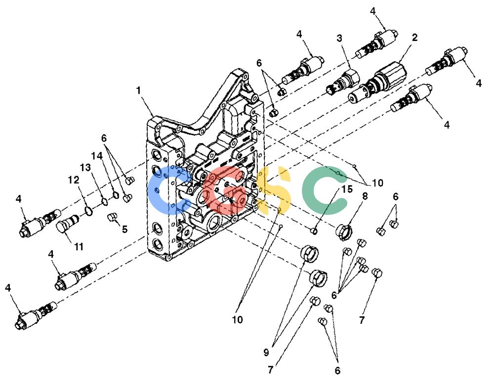 纽荷兰零件查询(AD250 (3.5 VERSION)) - ARTICULATED DUMP TRUCK (7/01-) (1.211[11]) - GEARBOX - CONTROL VALVE GROUP New Holland Constructuion