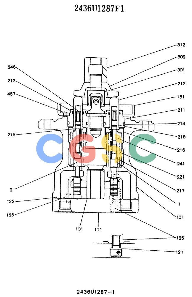 神钢零件查询(K912LC) - MARK II EXCAVATOR ASN YC-0301 (1/88-12/03) (11-015) - VALVE ASSY, PILOT (2436U1287F1) Kobelco