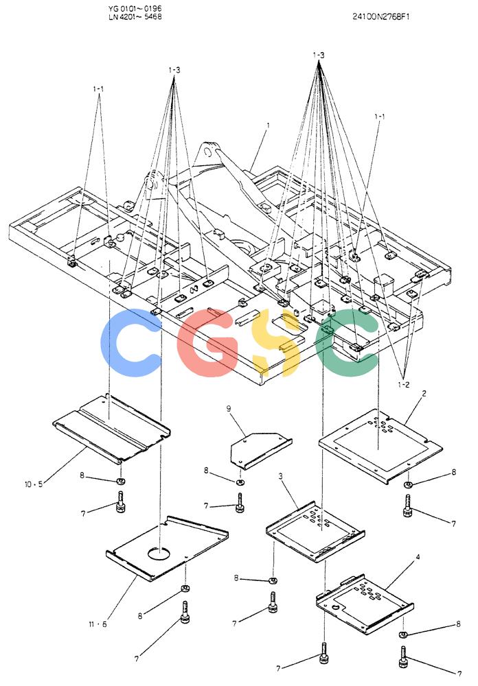 神钢零件查询(K907CLC) - EXCAVATOR BTW YG0101 - YG0500 (1/85-12/03) (02-023) - REWORK, GUARD ASSY Kobelco