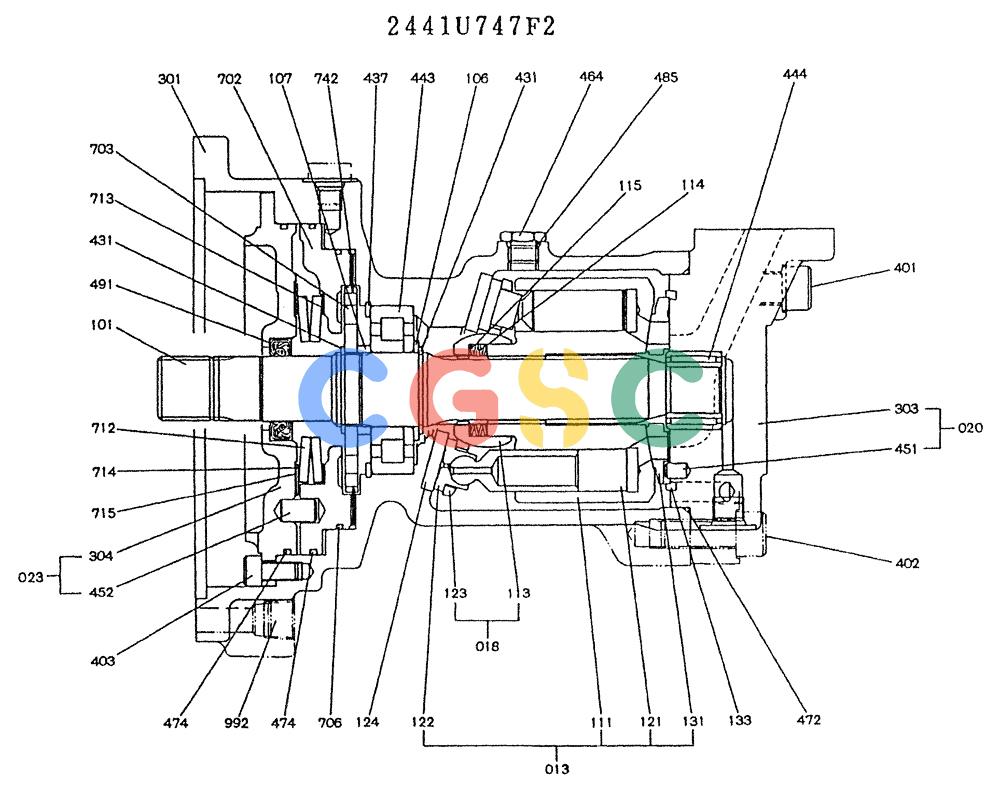 神钢零件查询(K905LC) - MARK II EXCAVATOR BTW YP1001 - YP1281. (4/89-12/03) (11-024) - MOTOR ASSY (SWING) Kobelco