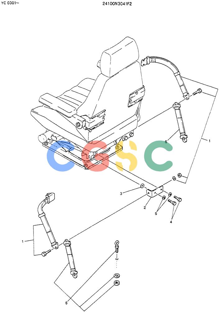 神钢零件查询(K912LC) - MARK II EXCAVATOR ASN YC-0301 (1/88-12/03) (08-005) - BELT ASSY, SEAT Kobelco