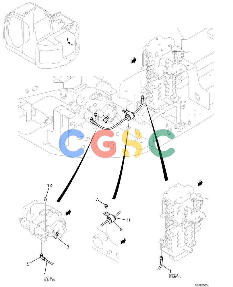 纽荷兰零件查询(E70BSR) - COMPACT CRAWLER EXCAVATOR BTW YT05-15001 - 18000 (NA) (4/08-) (02-32-00[00]) - CONTROL LINES, PUMP (YT06H00037F1) New Holland Constructuion
