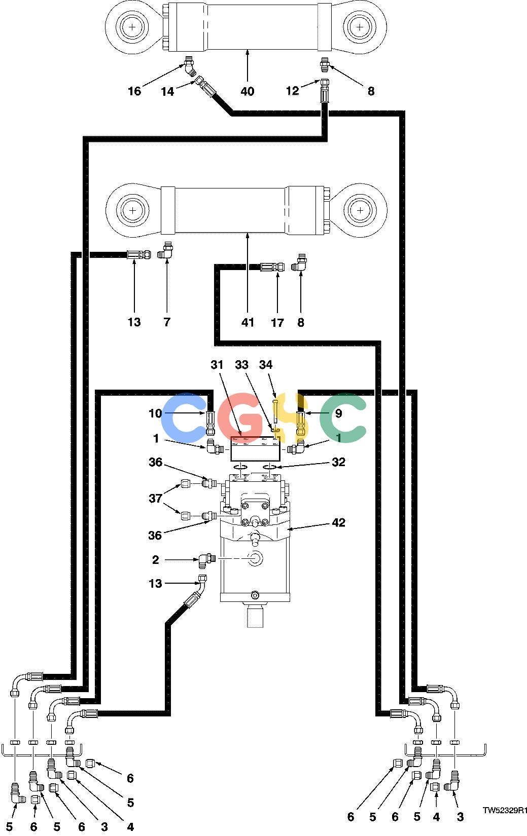约翰迪尔零件查询D536 - ATTACHMENTS HYDRAULIC SYSTEM FELLING HEAD JD643H ( 10BC1614 - ) 2000-542/10 [2000-542/10]EPC John Deere online