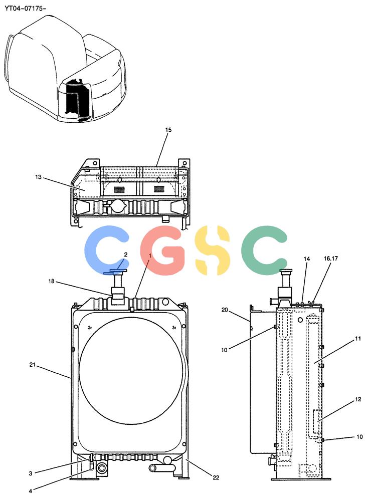 纽荷兰零件查询(E70SR) - MIDI CRAWLER EXCAVATOR ASN YT04-07175 (01-007) - RADIATOR ASSY New Holland Constructuion