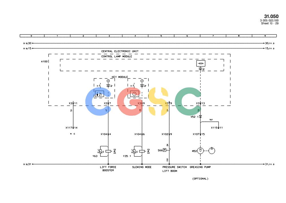 纽荷兰零件查询(EC450) - CRAWLER EXCAVATOR (SN: 750001-UP) (11/99-) (31.050[010]) - ELECTRICAL COMPON. I.CIRCUIT DIAGRAM PAGE 10(S/N 750001-UP) New Holland Constructuion